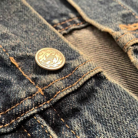 Vintage One-of-a-Kind Peacock Jean Jacket with Velvet Trim (S/XS, Match USA) - Picture 7 of 9